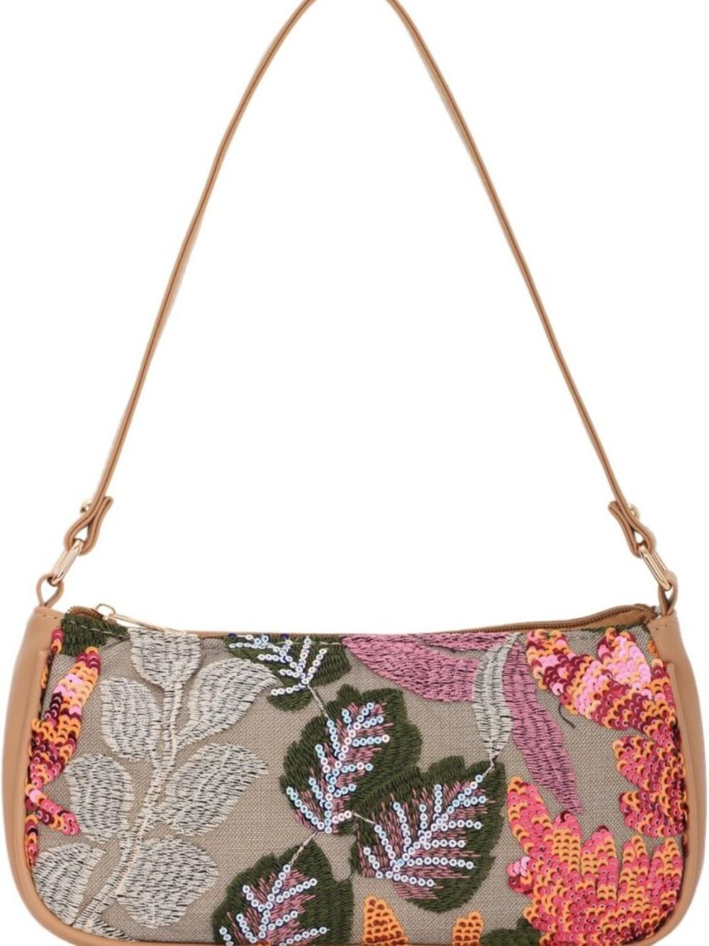 Floral Beaded Summer Hobo Bag | Embroidered Leather Shoulder Purse with Sequins